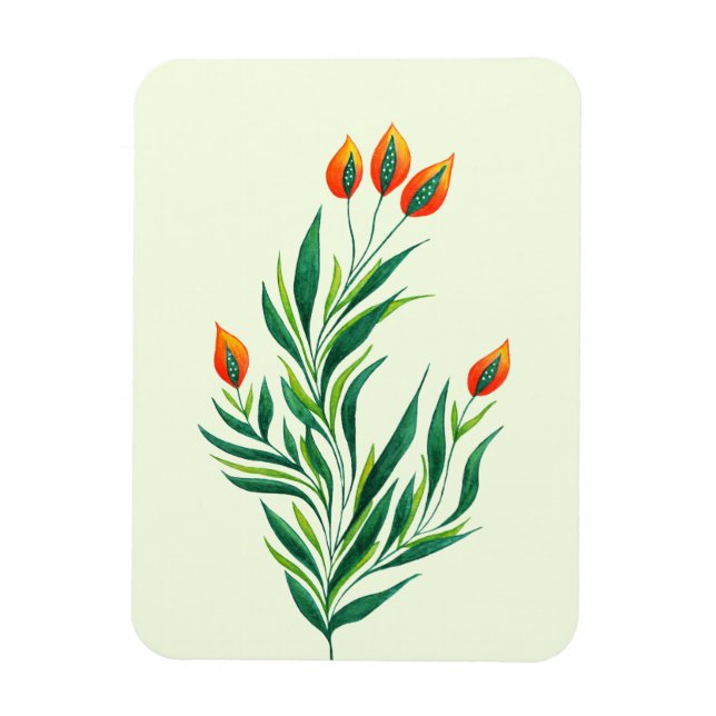 Abstract Botanical Art Spring Plant Magnet (Vertical)