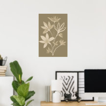 Abstract Botanical Beige Flowers