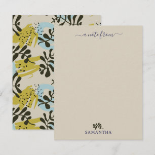 Abstract Botanical Bohemian Pastel Green Blue Note Card