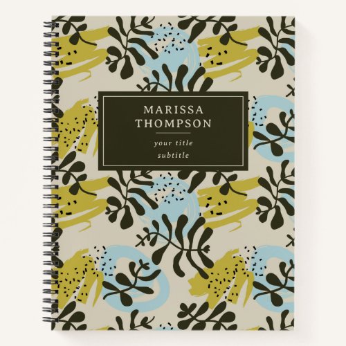 Abstract Botanical Bohemian Pastel Green Blue Notebook