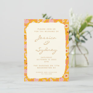Abstract Botanical Boho Fruit Yellow Wedding Invitation