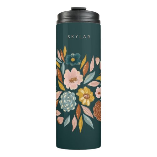 Abstract Botanical Floral  Leaf Oil Painting Thermal Tumbler