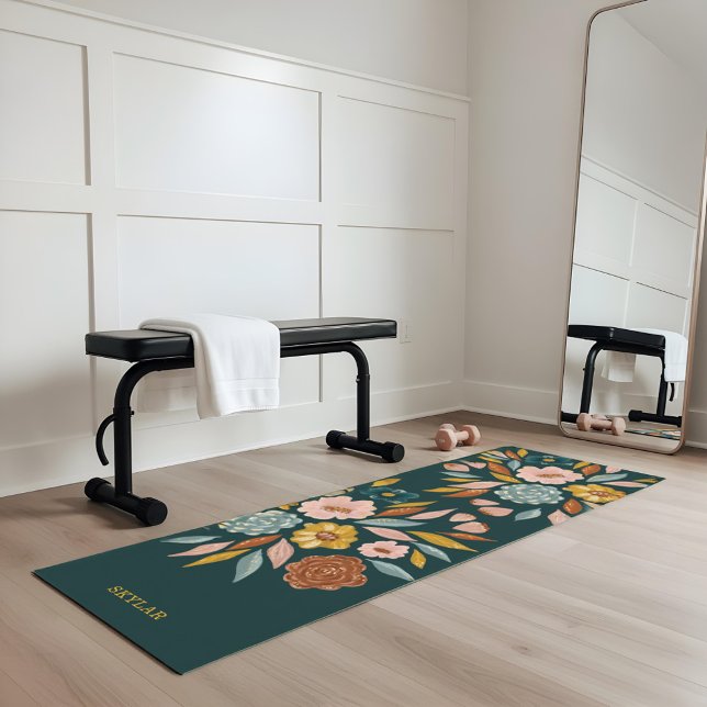 Abstract Botanical Floral & Leaf Oil Painting Yoga Mat (Abstract Botanical Floral & Leaf Oil Painting Yoga Mat)