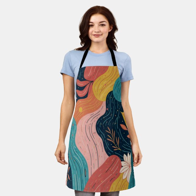 Abstract Botanical Flow Apron (Worn)