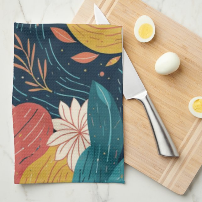 Abstract Botanical Flow Kitchen Towel (Quarter Fold)