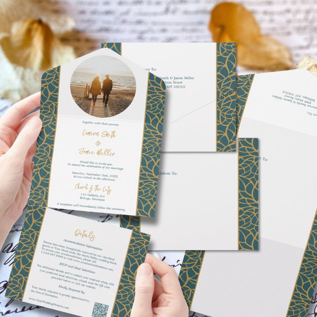 Abstract Botanical Foliage All-in-One Invitation (Abstract Botanical Foliage All-in-One Invitation)