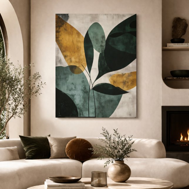 Abstract Botanical Green Mustard Textured Minimal Poster (Creator Uploaded)