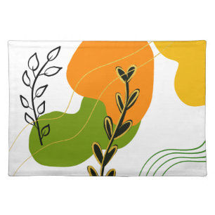 Abstract Botanical Leaf Cloth Placemat