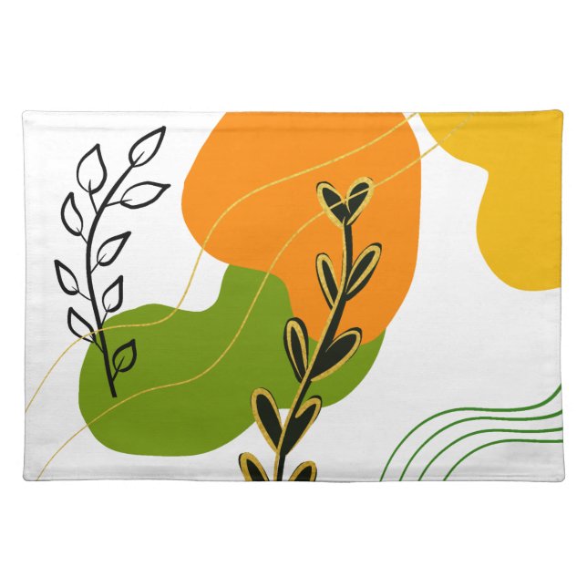 Abstract Botanical Leaf Cloth Placemat (Front)