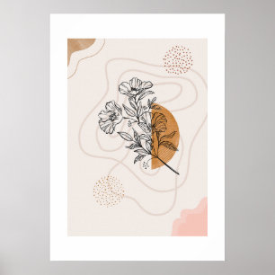Abstract Botanical – Minimalist Floral Line art Poster
