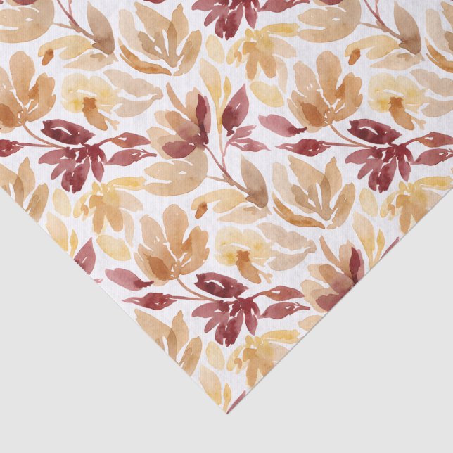 Abstract Botanical Pattern in Warm Autumn Colors Tissue Paper (Detail)