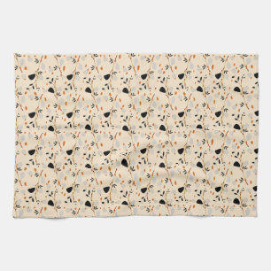 Abstract Botanical Pattern with Minimalist Shapes  Kitchen Towel