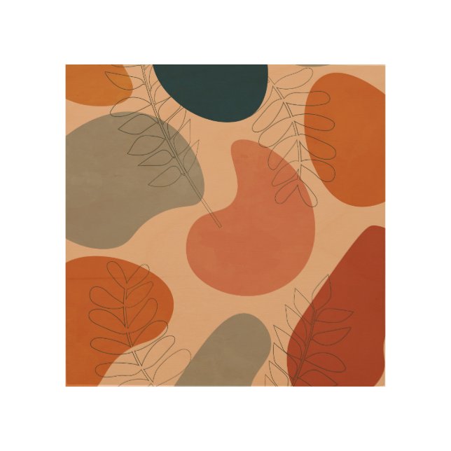 Abstract Botanical Plant III Wood Wall Art (Front)