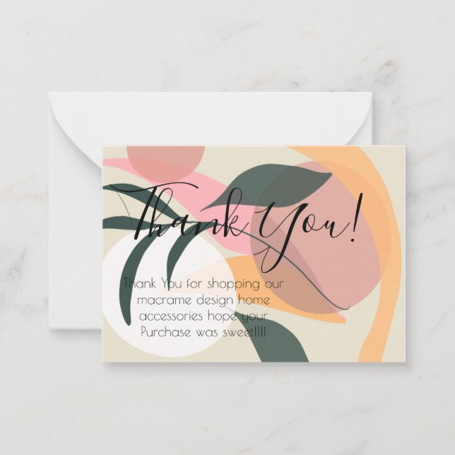 Abstract Botanical Plants Thank You Note Card (Front)