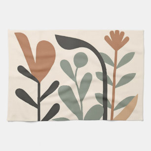 Abstract Botanical Shapes Kitchen Towel