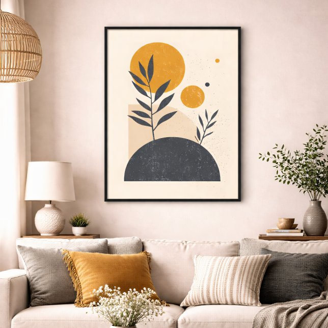 Abstract Botanical Sun Geometric Minimal Yellow  Canvas Print (Creator Uploaded)