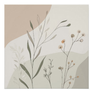 Abstract Botanical Wall Art – Minimal Wildflower A