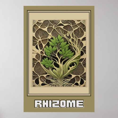 Abstract Botanical Wall Art Rhizome Illustration Poster