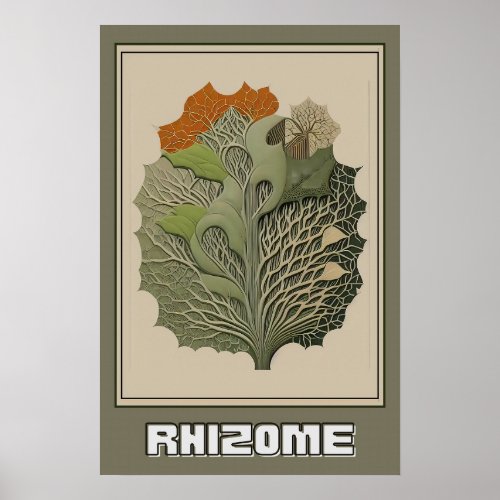 Abstract Botanical Wall Art Rhizome Illustration Poster