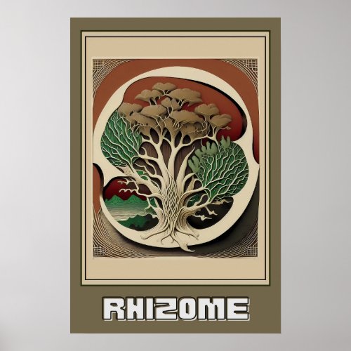 Abstract Botanical Wall Art Rhizome Illustration Poster