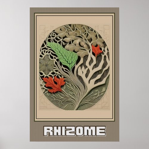 Abstract Botanical Wall Art Rhizome Illustration Poster