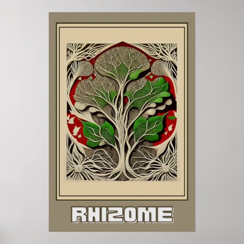 Abstract Botanical Wall Art Rhizome Illustration Poster