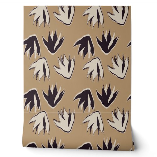 Abstract botanical wallpaper with bold leaf patter