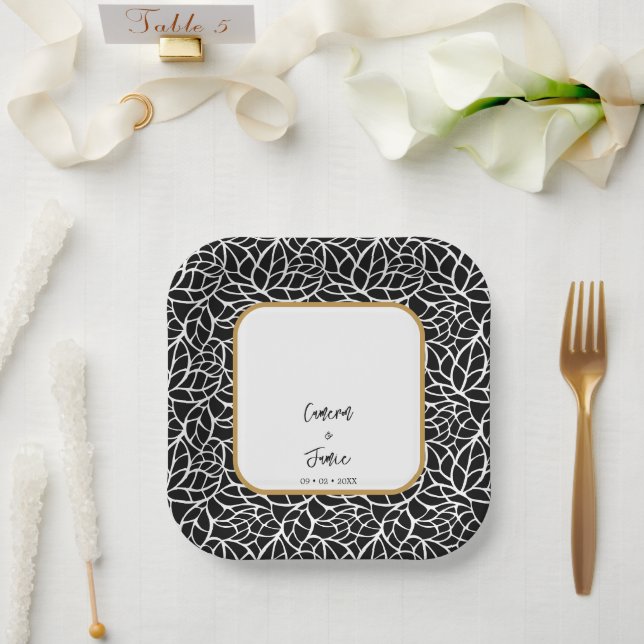 Abstract Botanical Wedding Theme Paper Plates (Wedding)