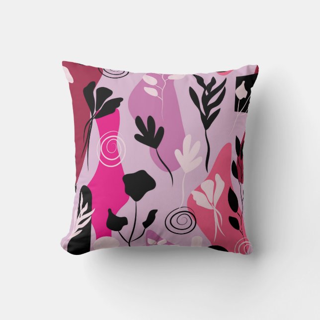 Abstract Botanics Throw Pillow (Front)