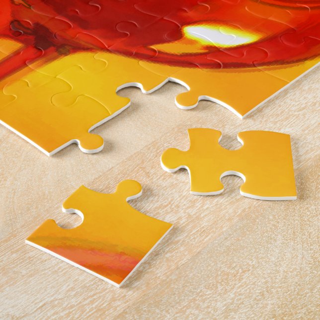 Abstract Bottle of Wine & Glasses Jigsaw Puzzle (Side)