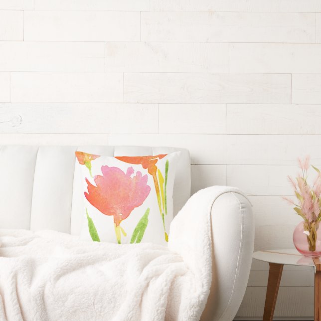 Abstract Bouquet of Mixed Flowers 2 Throw Pillow (Couch)