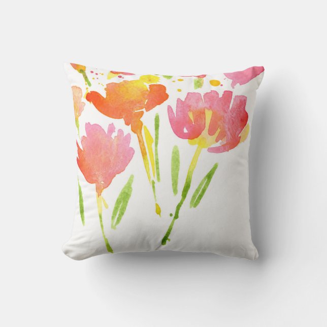 Abstract Bouquet of Mixed Flowers 3 Throw Pillow (Front)