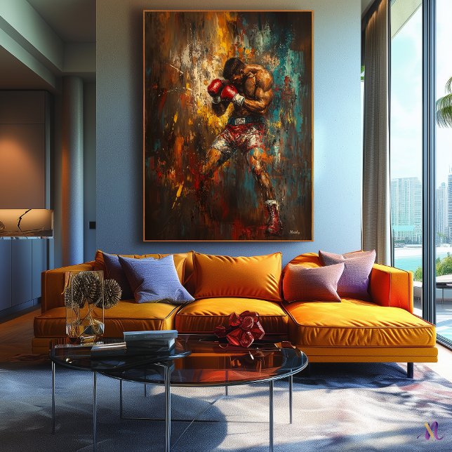 Abstract Boxer in Action - Powerful Sports Art Canvas Print (Creator Uploaded)