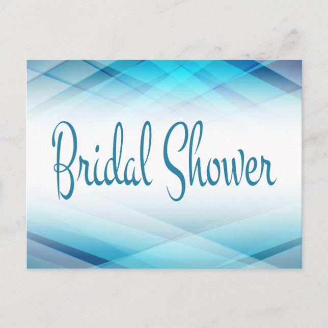 Abstract Bridal Shower Blue And White Invitation Postcard (Front)