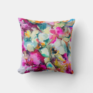 Abstract bright colored decorative background. Flo Throw Pillow