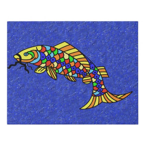 Abstract Bright Colorful Fish Sparkle Like Blue Faux Canvas Print