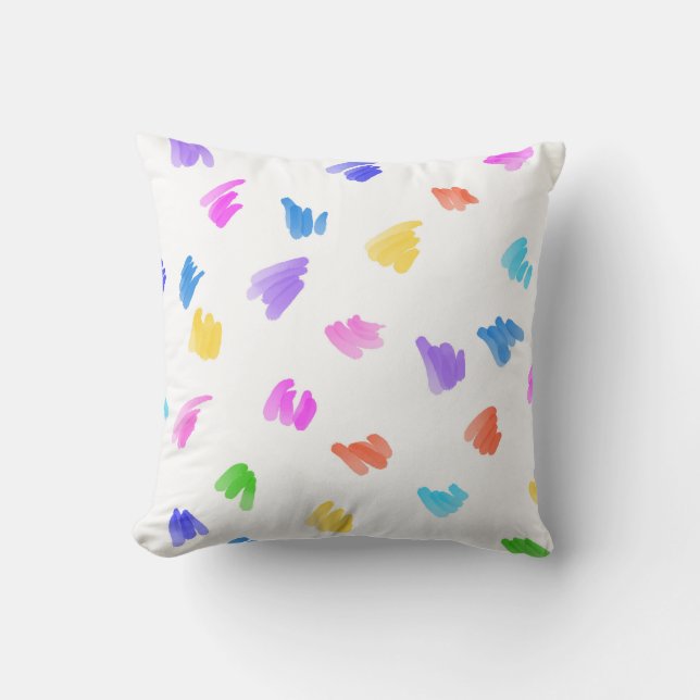 abstract bright colorful paint stroke design throw pillow (Front)
