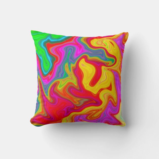 Abstract bright colourful pattern throw pillow (Front)