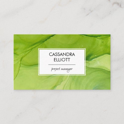 Abstract Bright Green Alcohol Ink Liquid Art Business Card
