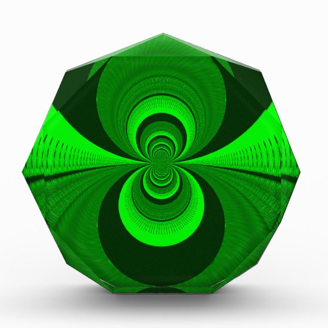 Abstract Bright Green Groovy kaleidoscope Pattern  Award (Front)