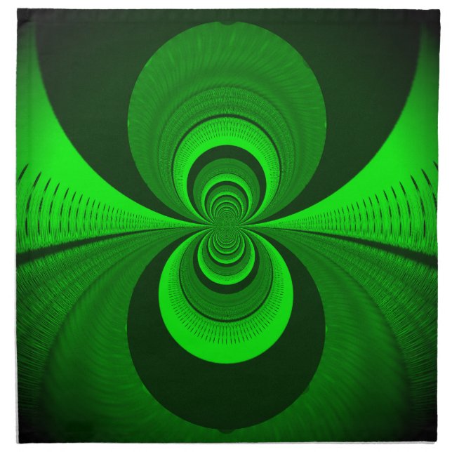 Abstract Bright Green Groovy kaleidoscope Pattern  Cloth Napkin (Front)