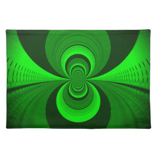Abstract Bright Green Groovy kaleidoscope Pattern Cloth Placemat