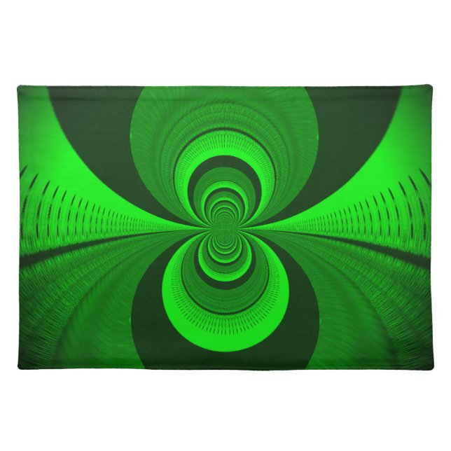 Abstract Bright Green Groovy kaleidoscope Pattern  Cloth Placemat (Front)