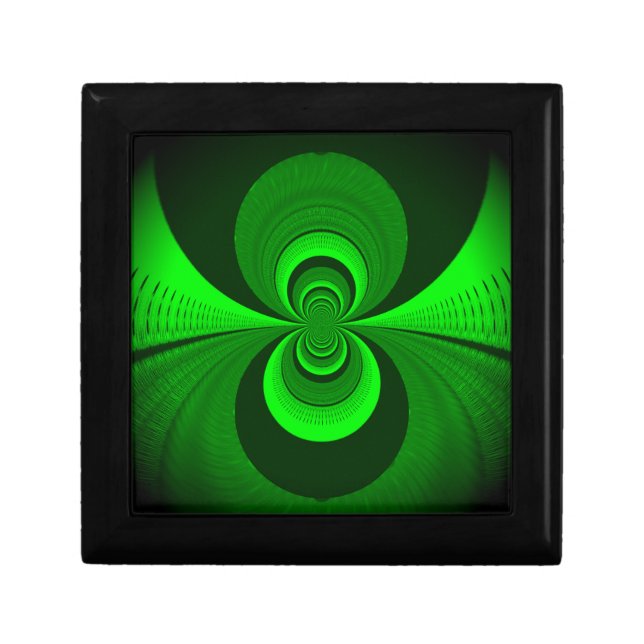 Abstract Bright Green Groovy kaleidoscope Pattern  Gift Box (Front)