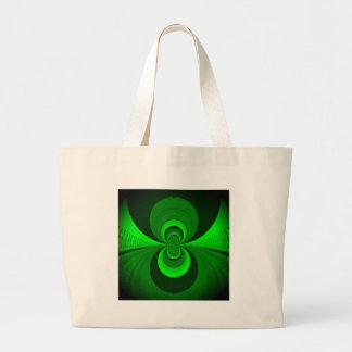 Abstract Bright Green Groovy Kaleidoscope Pattern Large Tote Bag