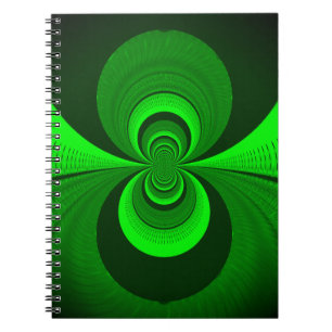 Abstract Bright Green Groovy kaleidoscope Pattern Notebook