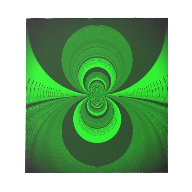 Abstract Bright Green Groovy kaleidoscope Pattern  Notepad (Front)