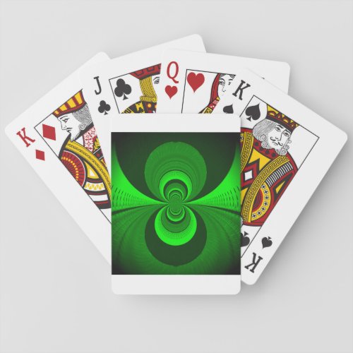 Abstract Bright Green Groovy kaleidoscope Pattern  Playing Cards