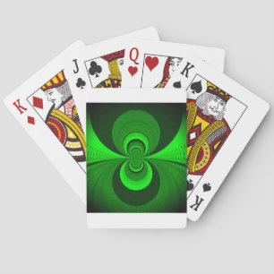 Abstract Bright Green Groovy kaleidoscope Pattern Poker Cards