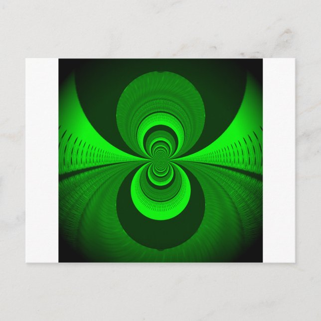 Abstract Bright Green Groovy kaleidoscope Pattern  Postcard (Front)